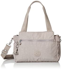 Kipling womens WomenÂ’s Elysia Bag, Lightweight, Multi-compartment Magnetic Snap Pockets, Nylon Shoulder Crossbody Bag, Grey Gris, 11.5 L x 9 H 5 D US
