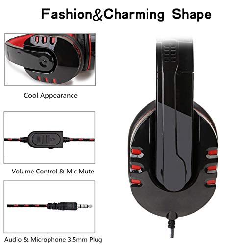 USB Gaming Headset for PS4, PC, Stereo Surround with 40mm Speaker Drivers Wired Headphone with Mic (Red PS4) | The Storepaperoomates Retail Market - Fast Affordable Shopping