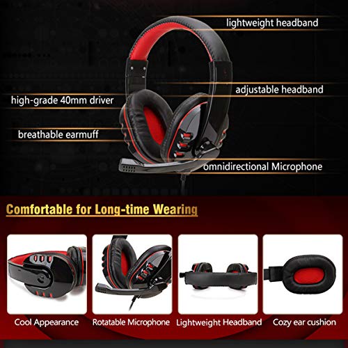 USB Gaming Headset for PS4, PC, Stereo Surround with 40mm Speaker Drivers Wired Headphone with Mic (Red PS4) | The Storepaperoomates Retail Market - Fast Affordable Shopping