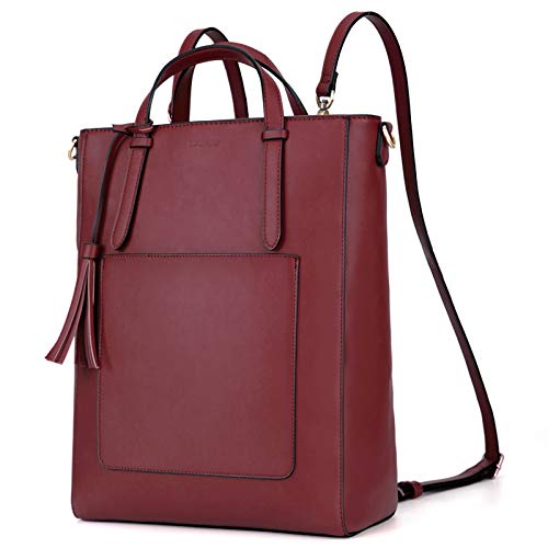 ECOSUSI Tote Bag Convertible Backpack for Women Vegan Leather Handbag Multifuction Shoulder Bag (Red) | The Storepaperoomates Retail Market - Fast Affordable Shopping
