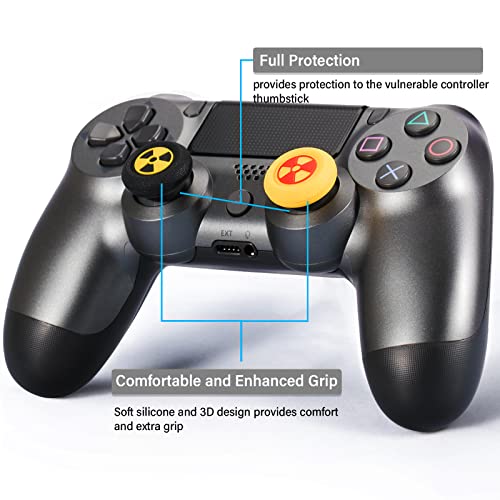 Playrealm Soft Rubber Silicone 3D Texture Thumb Grip Cover x 4 for PS5, PS4, Xbox Series X/S, Xbox One, Switch PRO Controller(Radiation Black Yellow Pack) | The Storepaperoomates Retail Market - Fast Affordable Shopping