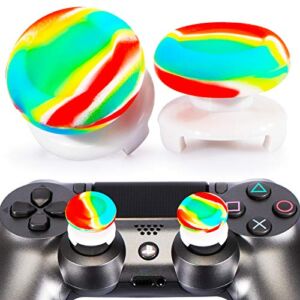 Playrealm FPS Thumbstick Extender Rubber Silicone Grip Cover 2 Sets for PS5 Dualsenese & PS4 Controller (Rainbow)