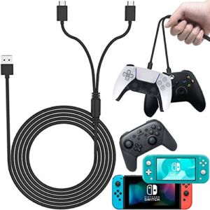 PS5 Controller Fast Charging Cable Xbox Series, Megadream Type C Cable 10ft 40W 2 in 1 USB C Charging Cord for PS5 Nintendo Switch/Lite/Pro Xbox Series X/S Console & Type C Phone/PC