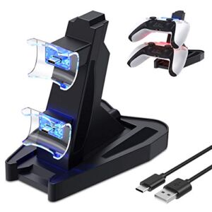 Controller Charging Station for PS5 DualSense Controller, Fast Dual USB Charger Dock Station Stand for Sony Playstation 5 DualSense Controller
