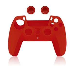 Silicone Case Cover for Sony Playstation 5 PS5 DualSense Controller(Red)
