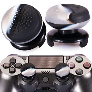 Playrealm FPS Thumbstick Extender & 3D Texture Rubber Silicone Grip Cover 2 Sets for PS5 Dualsenese & PS4 Controller (Camouflage Grey)