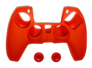 RKMTN RED PS5 Silicone Gel Skin Cover for Playstation 5 Dualsense Controller with 2 Thumb Grips Playstation5 Controllers Protective Protectors to Help with Shock if Dropped…