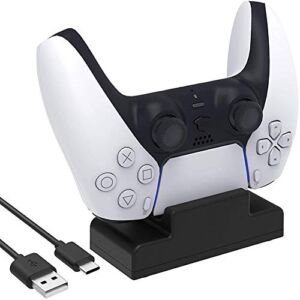 Single PS5 Controller Charger, Megadream USB Type-C Port Charging Station Docking for Sony Playstation 5 DualSense Controller, PS5 Fast Charging Station Stand & LED Indicator Light
