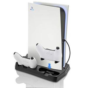 PS5 Cooling Fan Stand, Fast Charger for PS5 Dual Sense Controllers, PS5 Vertical Stand for PS5 Disc & Digital Editions