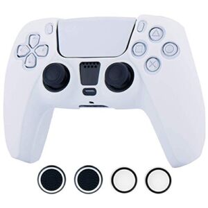 Skin for PS5 Controller Grips, Anti-Slip Silicone Skin Protective Cover Case for PS5 Dualsense Controller with Thumb Grip x4.(White)