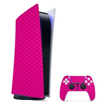 MIGHTY SKINS Carbon Fiber Skin Compatible with PS5 / Playstation 5 Digital Edition Bundle – Solid Hot Pink | Protective, Durable Textured Carbon Fiber Finish | Easy to Apply | Made in The USA | The Storepaperoomates Retail Market - Fast Affordable Shopping