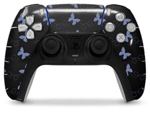WraptorSkinz Skin Wrap compatible with the Sony PS5 DualSense Controller Pastel Butterflies Blue on Black (CONTROLLER NOT INCLUDED)