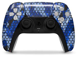WraptorSkinz Skin Wrap compatible with the Sony PS5 DualSense Controller HEX Mesh Camo 01 Blue Bright (CONTROLLER NOT INCLUDED)
