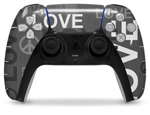 WraptorSkinz Skin Wrap compatible with the Sony PS5 DualSense Controller Love and Peace Gray (CONTROLLER NOT INCLUDED)