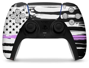 WraptorSkinz Skin Wrap compatible with the Sony PS5 DualSense Controller Brushed USA American Flag Pink Line (CONTROLLER NOT INCLUDED)
