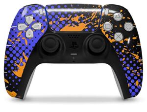 WraptorSkinz Skin Wrap compatible with the Sony PS5 DualSense Controller Halftone Splatter Orange Blue (CONTROLLER NOT INCLUDED)