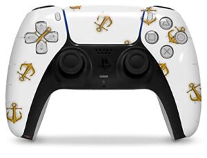 WraptorSkinz Skin Wrap compatible with the Sony PS5 DualSense Controller Anchors Away White (CONTROLLER NOT INCLUDED)