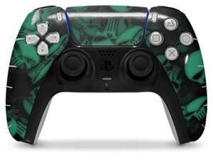 WraptorSkinz Skin Wrap compatible with the Sony PS5 DualSense Controller Skulls Confetti Seafoam Green (CONTROLLER NOT INCLUDED)