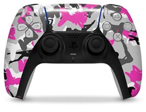 WraptorSkinz Skin Wrap compatible with the Sony PS5 DualSense Controller Sexy Girl Silhouette Camo Hot Pink Fuschia (CONTROLLER NOT INCLUDED)