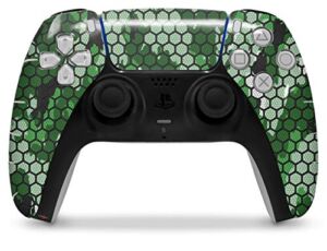 WraptorSkinz Skin Wrap compatible with the Sony PS5 DualSense Controller HEX Mesh Camo 01 Green (CONTROLLER NOT INCLUDED)