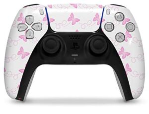 WraptorSkinz Skin Wrap compatible with the Sony PS5 DualSense Controller Pastel Butterflies Pink on White (CONTROLLER NOT INCLUDED)