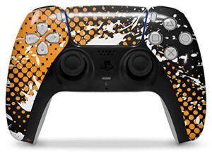 WraptorSkinz Skin Wrap compatible with the Sony PS5 DualSense Controller Halftone Splatter White Orange (CONTROLLER NOT INCLUDED)