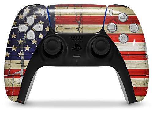 WraptorSkinz Skin Wrap compatible with the Sony PS5 DualSense Controller Painted Faded and Cracked USA American Flag (CONTROLLER NOT INCLUDED) | The Storepaperoomates Retail Market - Fast Affordable Shopping