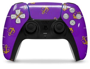 WraptorSkinz Skin Wrap compatible with the Sony PS5 DualSense Controller Anchors Away Purple (CONTROLLER NOT INCLUDED)
