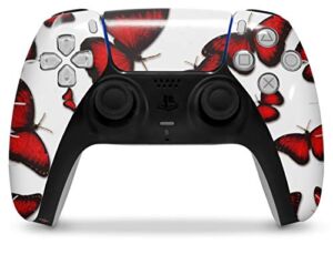 WraptorSkinz Skin Wrap compatible with the Sony PS5 DualSense Controller Butterflies Red (CONTROLLER NOT INCLUDED)