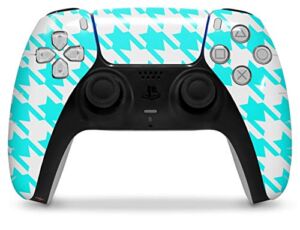 WraptorSkinz Skin Wrap compatible with the Sony PS5 DualSense Controller Houndstooth Neon Teal (CONTROLLER NOT INCLUDED)