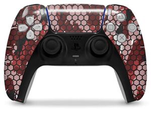 WraptorSkinz Skin Wrap compatible with the Sony PS5 DualSense Controller HEX Mesh Camo 01 Red (CONTROLLER NOT INCLUDED)