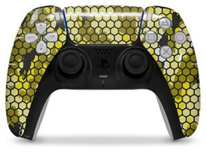 WraptorSkinz Skin Wrap compatible with the Sony PS5 DualSense Controller HEX Mesh Camo 01 Yellow (CONTROLLER NOT INCLUDED)