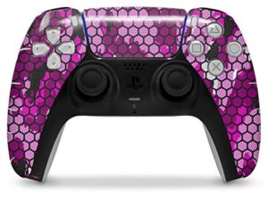 WraptorSkinz Skin Wrap compatible with the Sony PS5 DualSense Controller HEX Mesh Camo 01 Pink (CONTROLLER NOT INCLUDED)