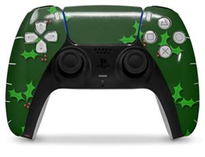 WraptorSkinz Skin Wrap compatible with the Sony PS5 DualSense Controller Christmas Holly Leaves on Green (CONTROLLER NOT INCLUDED)