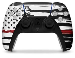 WraptorSkinz Skin Wrap compatible with the Sony PS5 DualSense Controller Brushed USA American Flag Red Line (CONTROLLER NOT INCLUDED)