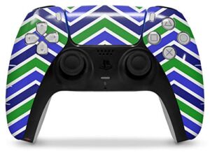 WraptorSkinz Skin Wrap compatible with the Sony PS5 DualSense Controller Zig Zag Blue Green (CONTROLLER NOT INCLUDED)