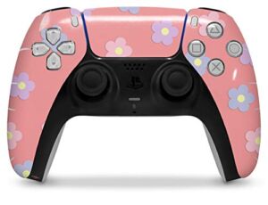 WraptorSkinz Skin Wrap compatible with the Sony PS5 DualSense Controller Pastel Flowers on Pink (CONTROLLER NOT INCLUDED)