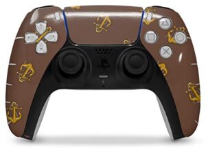WraptorSkinz Skin Wrap compatible with the Sony PS5 DualSense Controller Anchors Away Chocolate Brown (CONTROLLER NOT INCLUDED)