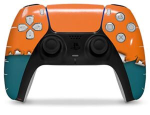 WraptorSkinz Skin Wrap compatible with the Sony PS5 DualSense Controller Ripped Colors Orange Seafoam Green (CONTROLLER NOT INCLUDED)