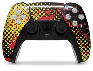 WraptorSkinz Skin Wrap compatible with the Sony PS5 DualSense Controller Halftone Splatter Yellow Red (CONTROLLER NOT INCLUDED)