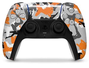 WraptorSkinz Skin Wrap compatible with the Sony PS5 DualSense Controller Sexy Girl Silhouette Camo Orange (CONTROLLER NOT INCLUDED)