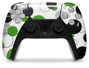 WraptorSkinz Skin Wrap compatible with the Sony PS5 DualSense Controller Lots of Dots Green on White (CONTROLLER NOT INCLUDED)