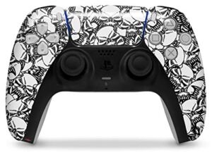 WraptorSkinz Skin Wrap compatible with the Sony PS5 DualSense Controller Scattered Skulls White (CONTROLLER NOT INCLUDED)