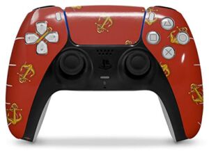 WraptorSkinz Skin Wrap compatible with the Sony PS5 DualSense Controller Anchors Away Red Dark (CONTROLLER NOT INCLUDED)