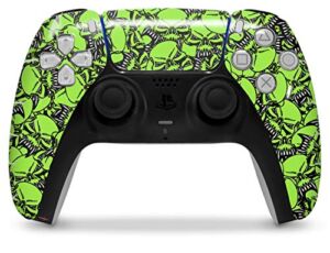 WraptorSkinz Skin Wrap compatible with the Sony PS5 DualSense Controller Scattered Skulls Neon Green (CONTROLLER NOT INCLUDED)