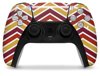 WraptorSkinz Skin Wrap compatible with the Sony PS5 DualSense Controller Zig Zag Yellow Burgundy Orange (CONTROLLER NOT INCLUDED) | The Storepaperoomates Retail Market - Fast Affordable Shopping