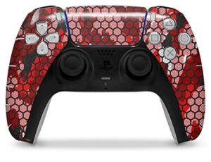WraptorSkinz Skin Wrap compatible with the Sony PS5 DualSense Controller HEX Mesh Camo 01 Red Bright (CONTROLLER NOT INCLUDED)
