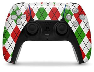 WraptorSkinz Skin Wrap compatible with the Sony PS5 DualSense Controller Argyle Red and Green (CONTROLLER NOT INCLUDED)