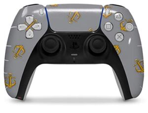WraptorSkinz Skin Wrap compatible with the Sony PS5 DualSense Controller Anchors Away Gray (CONTROLLER NOT INCLUDED)