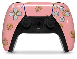 WraptorSkinz Skin Wrap compatible with the Sony PS5 DualSense Controller Anchors Away Pink (CONTROLLER NOT INCLUDED)